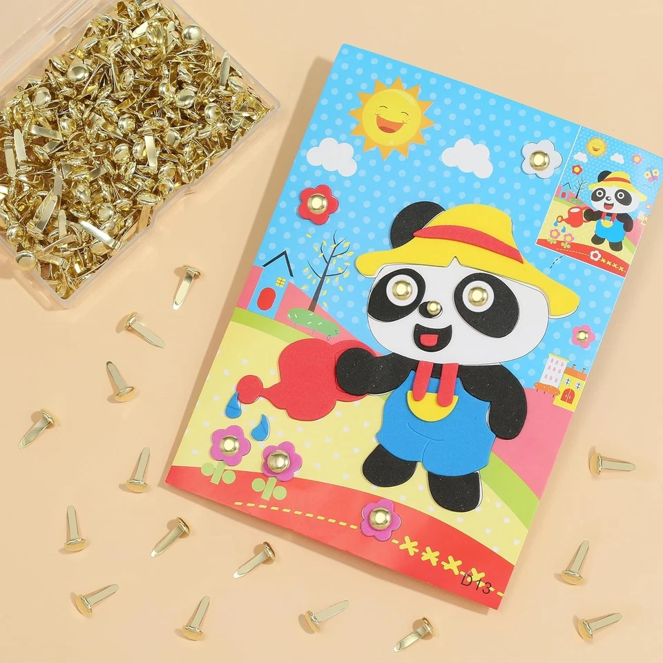 Brass Fasteners,300 Pcs Brads for Paper Crafts,Small Brads Metal Gold Brads for - Image 4 of 4