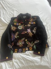 BEREK 2 Jacket Cotton Black Multicolor Embroidered Floral Size L