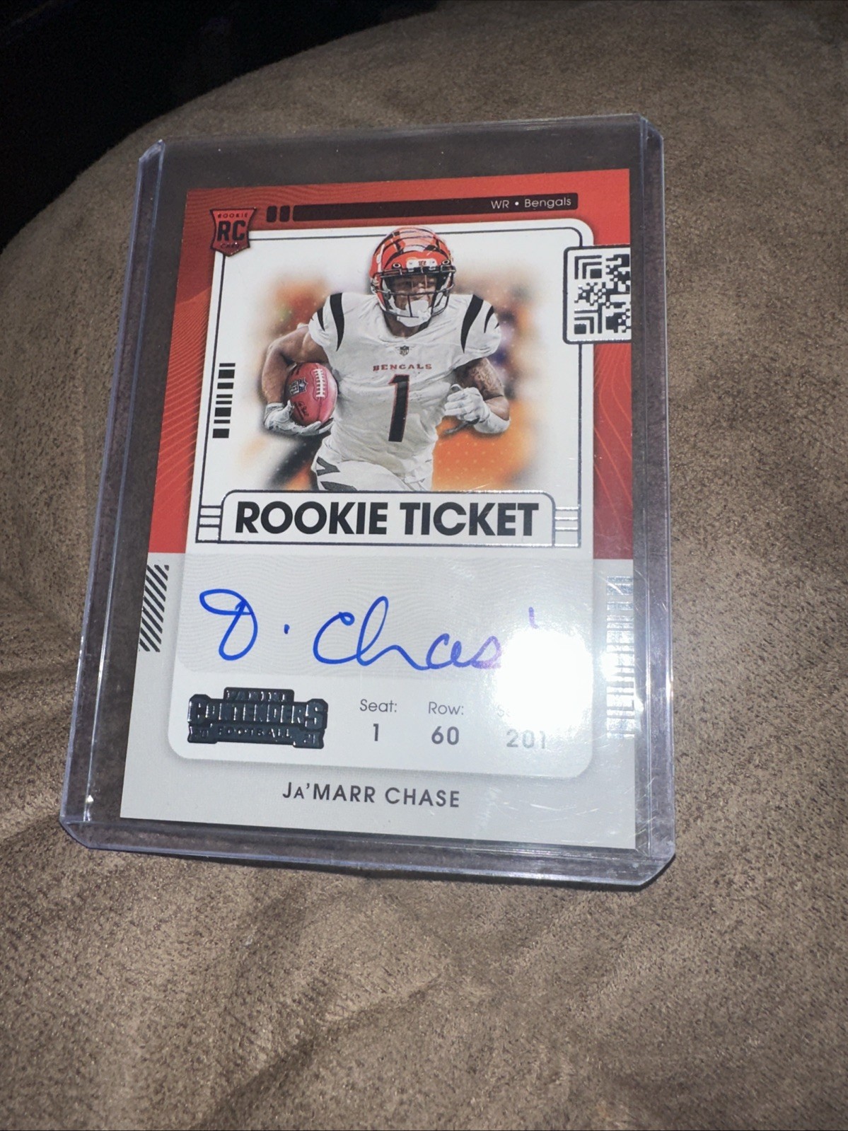 2021 Panini Contenders - Rookie Ticket RPS Variation Ja'Marr Chase #105 (AU, RC)