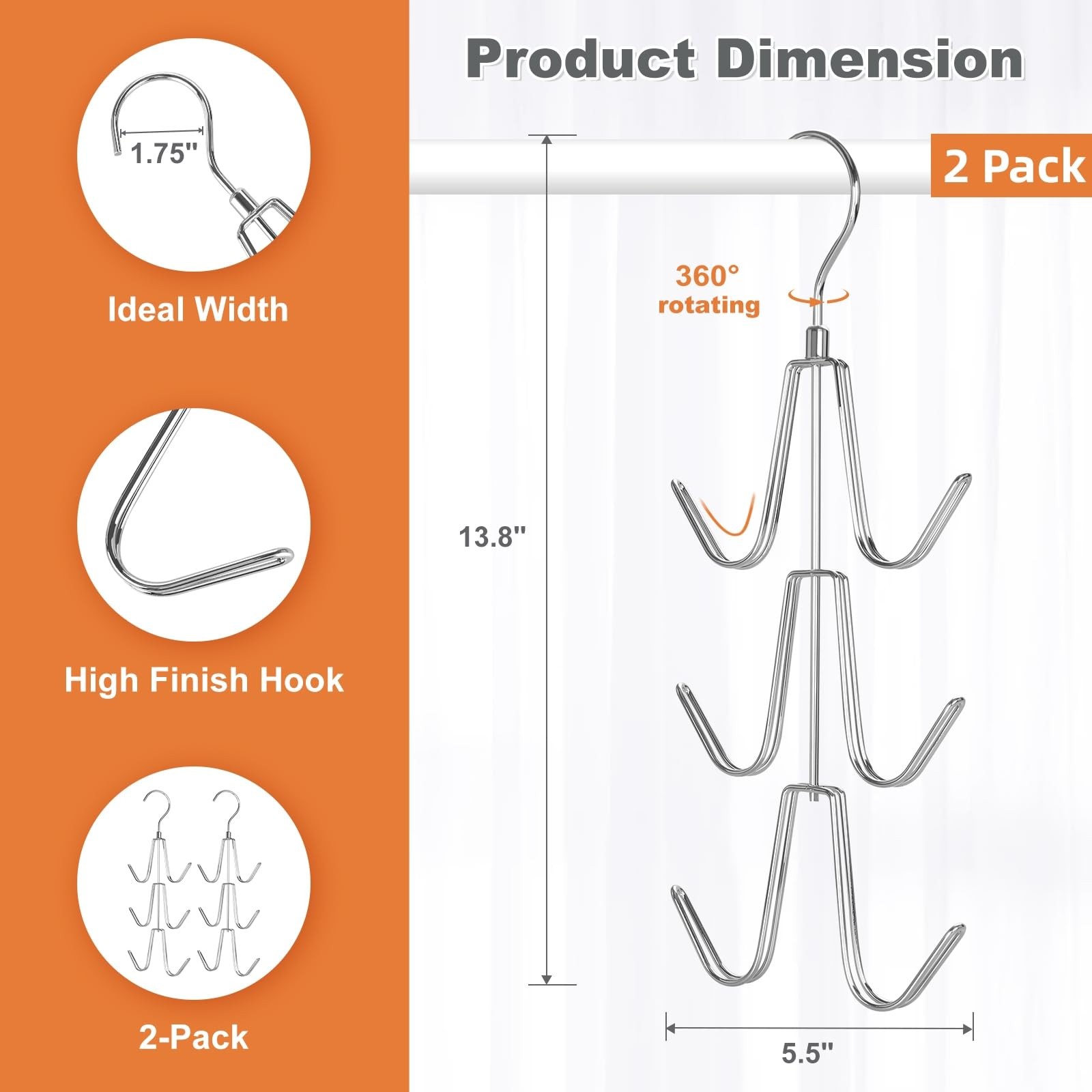 TOPIA HANGER Purse Hanger Organizer for Closet, 2-Pack Handbag Organizer Hang...