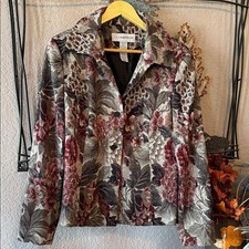 Sag Harbor Women's Floral Blazer - Burgundy and Gray Tones