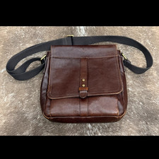 Fossil Brown Leather  Messenger Bag Magnetic ...