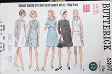 Vtg 1960s Butterick 5307 Diagonal Seam A Line Dress SEWING PATTERN 12 34 bust