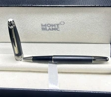 Montblanc Meisterstuck Black Body + Grey Clip Ballpoint Pen Black Ink With Box