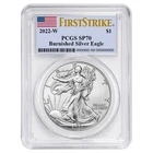 2022-W $1 1-oz Burnished American Silver Eagle PCGS SP70 FS Flag Label