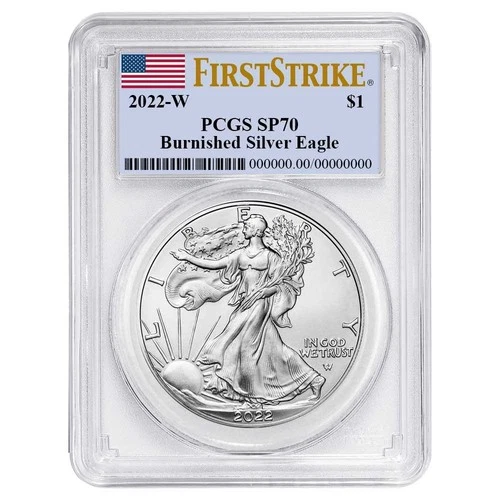 2022-W $1 1-oz Burnished American Silver Eagle PCGS SP70 FS Flag Label