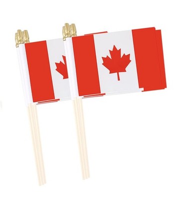 Small Canada Canadian Flag Mini Handheld 4x6 Inch Stick Flags 12 Pack Red