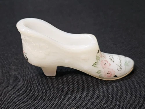 Vintage Signed Fenton Glass Shoe Slipper J Powell 25th Anniversary