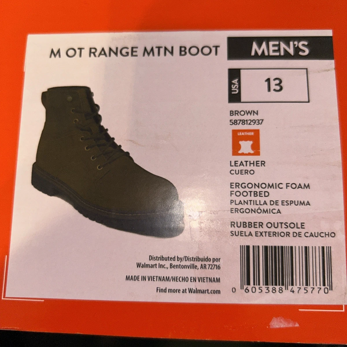 Ozark Trail Men\'s Durable Range Mountain Hiking Boots Size 13 Brown New Ozark Trail Brown Medium Width Hiking Shoes & Boots for Men  main image 4