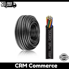 20 Gauge 8 Conductor Electrical Wire, 100FT 20AWG PVC Thermostat Wire, Low Vo...