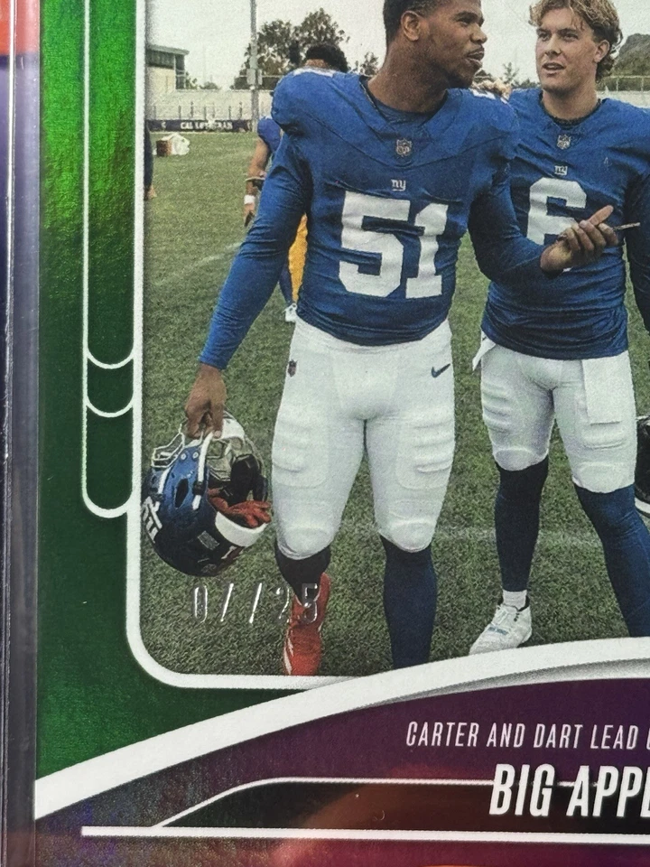 Jaxson Dart/Abdul Carter 2025 Panini Absolute Introductions Spectrum Green /25🔥 - Image 3 of 4