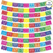 10 Pack Mexican Party Decorations, 180 FT Fiesta Banner Cinco De Mayo Party B...