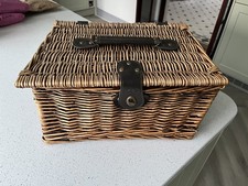 M&S MARKS & SPENCER  WOVEN WICKER HAMPER BASKET - 39 X 30 X 20 CM - VGC
