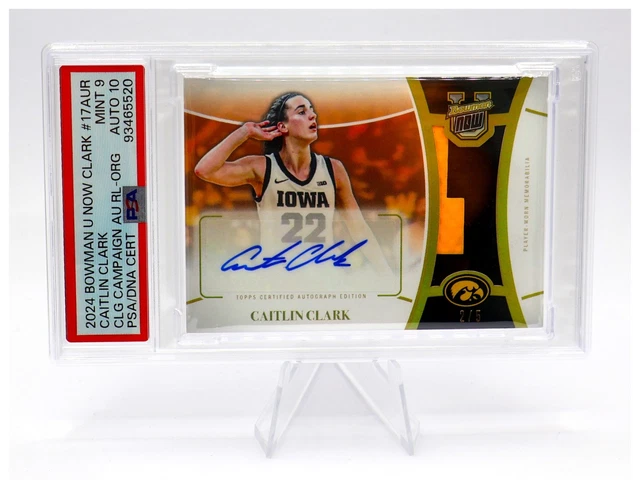 2024 University Now CAITLIN CLARK Player Worn Patch Auto 2/5 PSA MINT 9 AUTO 10