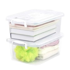 Sandmovie 8 Quart Clear Plastic Storage Boxes with Lids and Handles, 2 Packs