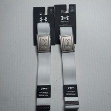 Pack 2 Under Armour Webbing Belt Mens OSFM White Navy Golf Adjustable Reversible