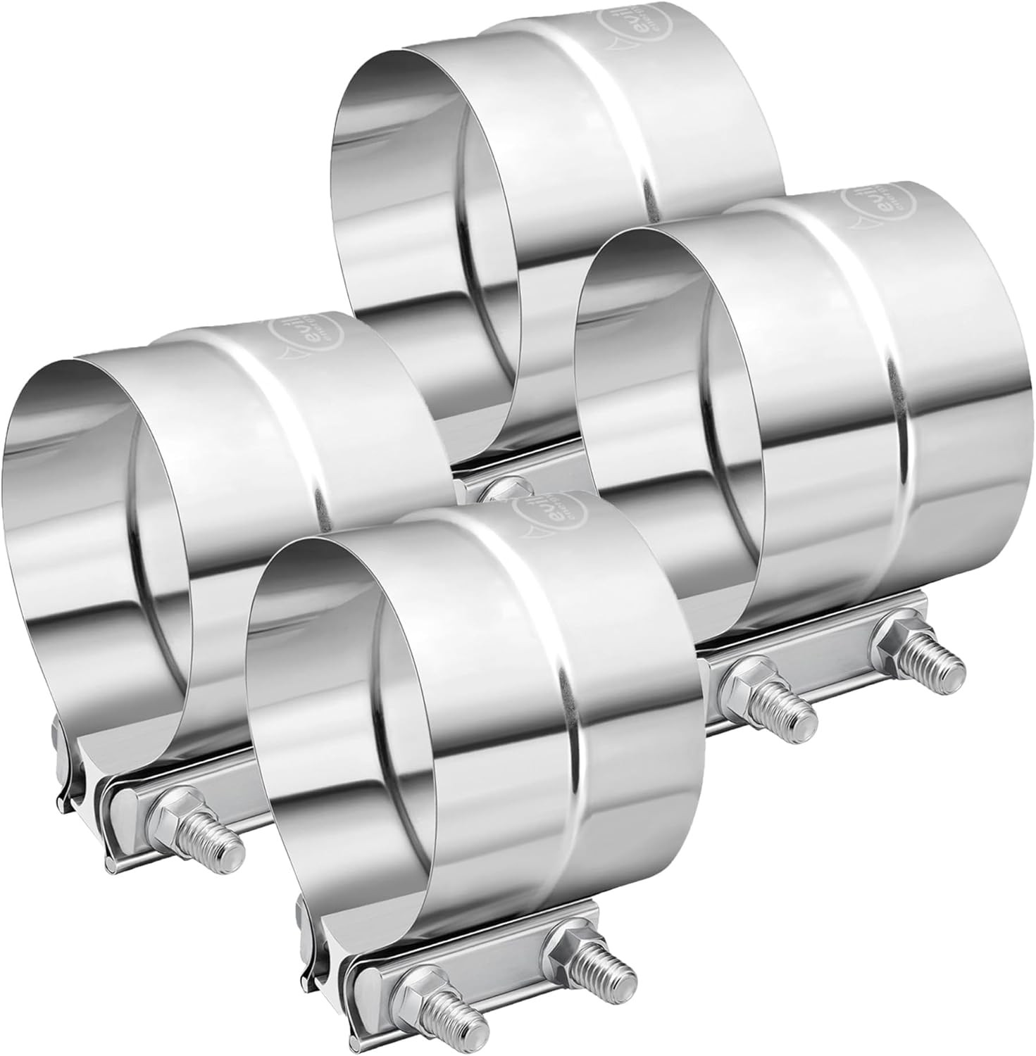 4pcs 3 inch Stainless Steel Lap Joint Band Exhaust Clamp Sleeve Coupler T-304