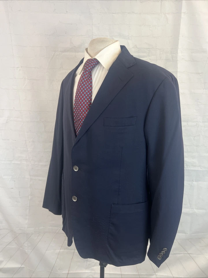 Blazer masculino LORO PIANA Samuelsohn azul marinho mistura de lã 46R $3.895 - Imagem 3 de 4