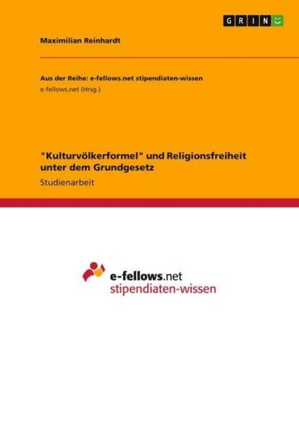 "\"KulturvöLkerformel\" Und Religionsfreiheit Unter Dem Grundgesetz Maximilian Re"-image