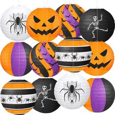 12PCS Halloween Paper Lanterns, Hanging Party Decorations
