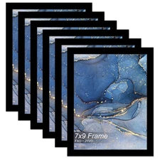 7x9 Picture Frame Set of 6, Black Frame for 7 x 9 Inch Picture Poster Photo, ...