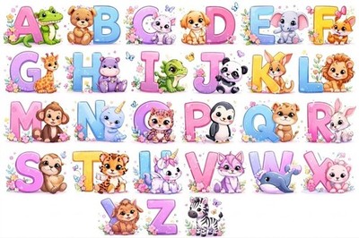 26 Alphabete Aufkleber Rub On Transfer Sticker ABC Nersery Wandsticker für Kinder