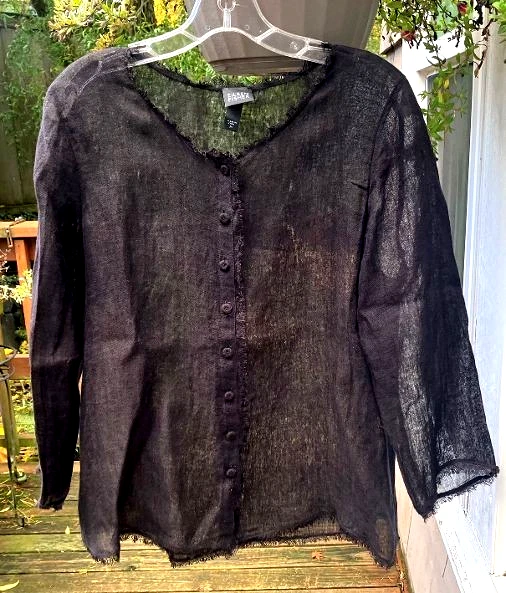 Chaqueta Top/Capas EILEEN FISHER Negra 100% Lino Fino, Talla Mediana Foto 4 de 4