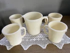 HTF Vintage 1948 - 1950  Fire King Creamer Milk Pitcher And 4 Coffee  Cups Ivory
