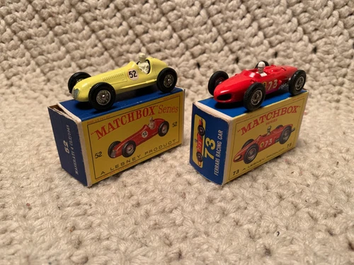 Lot Of 2 Matchbox/Lesney Maserati 4 CLT/1948 & #73 Ferrari Racing Car W/Boxes