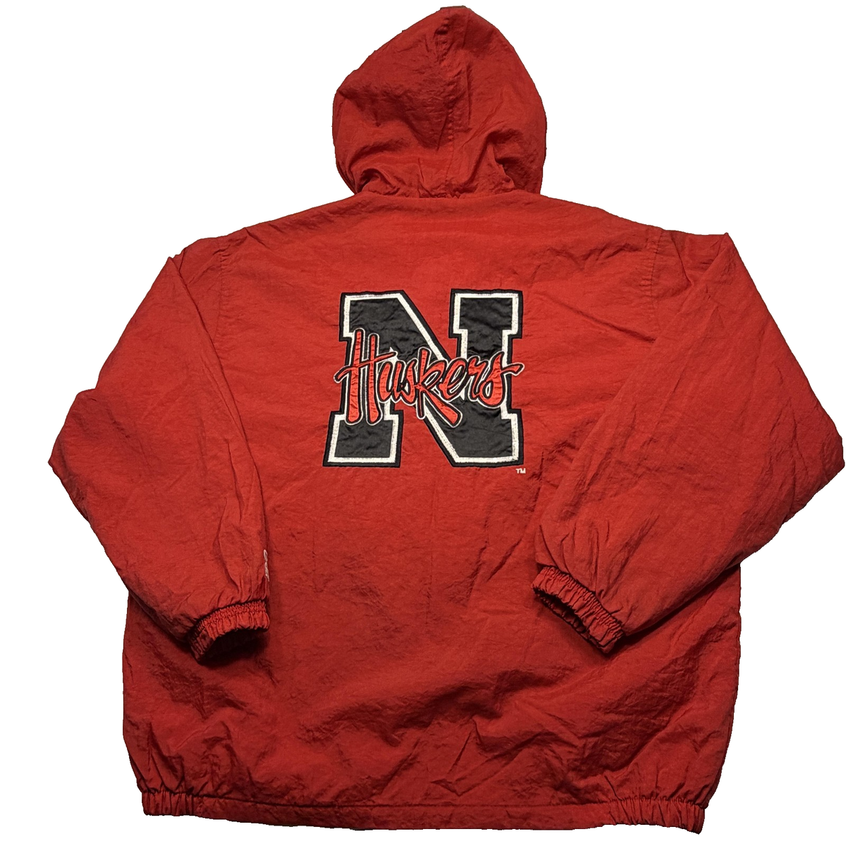 Vintage Nebraska Cornhuskers Jacket Mens XL Red Starter Hooded