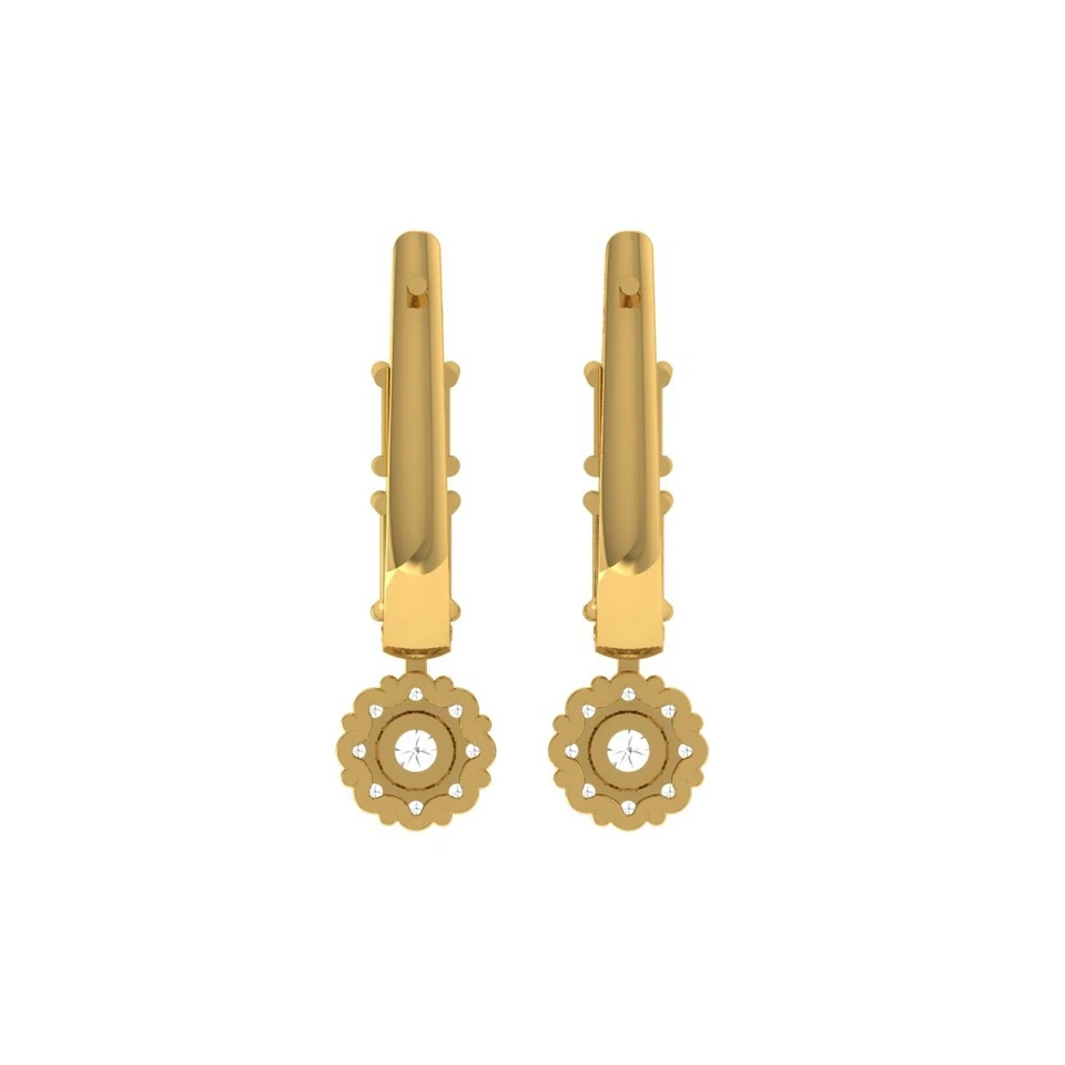 1.30 Karat Kunstdiamanten Grown Cvd Diamant Huggie Ohrringe 18k Gelbgold Damen - Bild 4 von 4