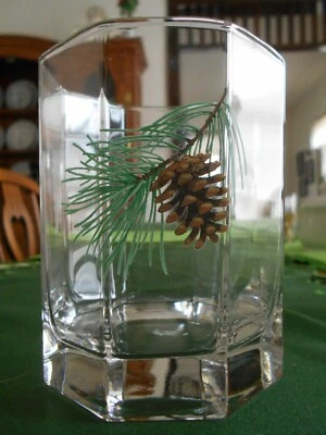 WILD WINGS ! Pine Cone Rim Double Old Fashioned 16 oz Wild Wings Glass Persis Clayton Weirs !
