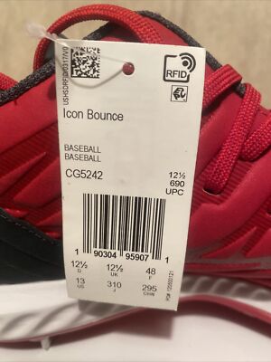 NEW Adidas Mens Sz 13 Icon Bounce Baseball Shoes Red Gray Low Top