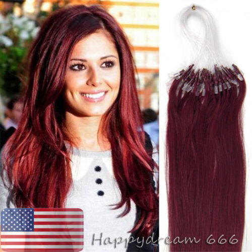 Micro Ring Loop Tip Remy Human Hair Extensions Silky Straight Micro Bead Link US - Picture 60 of 84