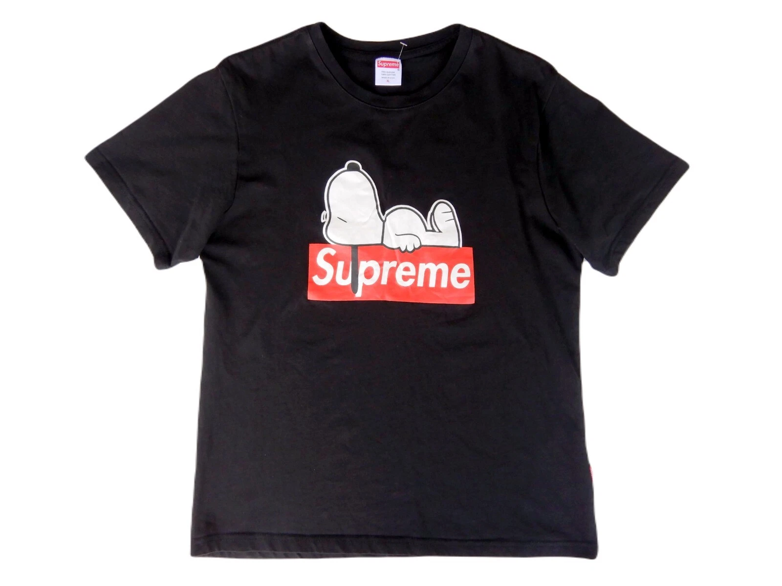 Supreme x Peanuts Snoopy Men's New Designer Cotton Black Shirt   XL Made In USA