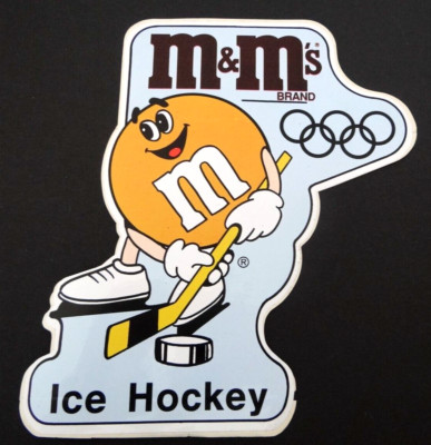 Werbe-Aufkleber m & m´s Brand m und m´s Olympia Ice Hockey Eishockey 80er Jahre