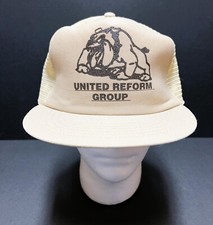 United Reform Group Tan Mesh Trucker Hat Baseball Cap Snapback Made in USA