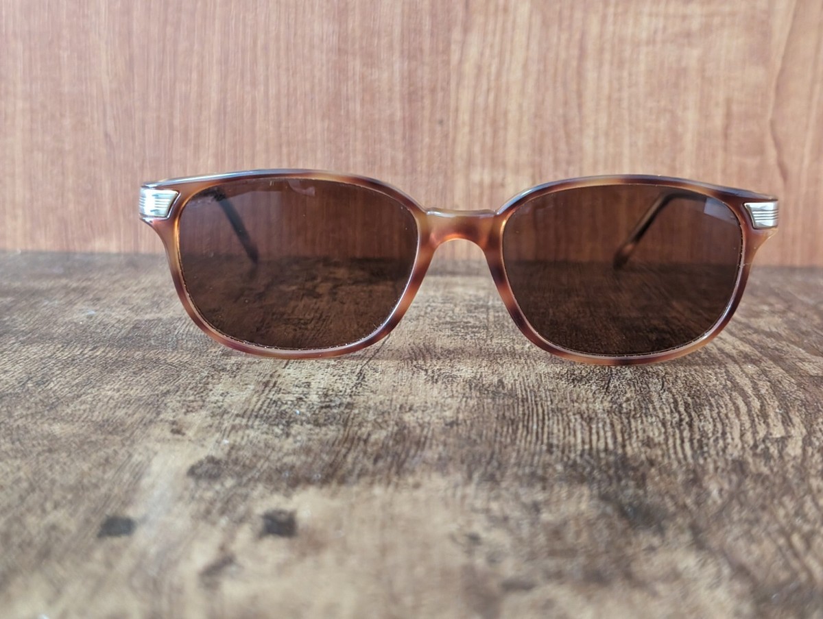 VINTAGE LUXOTTICA BROWN ACETATE PILOT SUNGLASSES MADE IN ITALY 53/17 #993