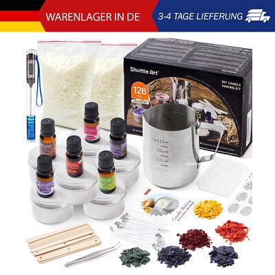 Shuttle Art DIY Kerzenherstellung Set mit 1,36kg Sojawachs, Schmelztopf, Duftöl,