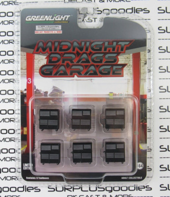 2024 Greenlight 1:64 Midnight Drags Diorama Set of (6) GARAGE TOOLBOX BOXES