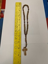 WOOD LIGHT BROWN CATHOLIC Rosary Prayer Brown CORD Rope ROSARY Crucifixion