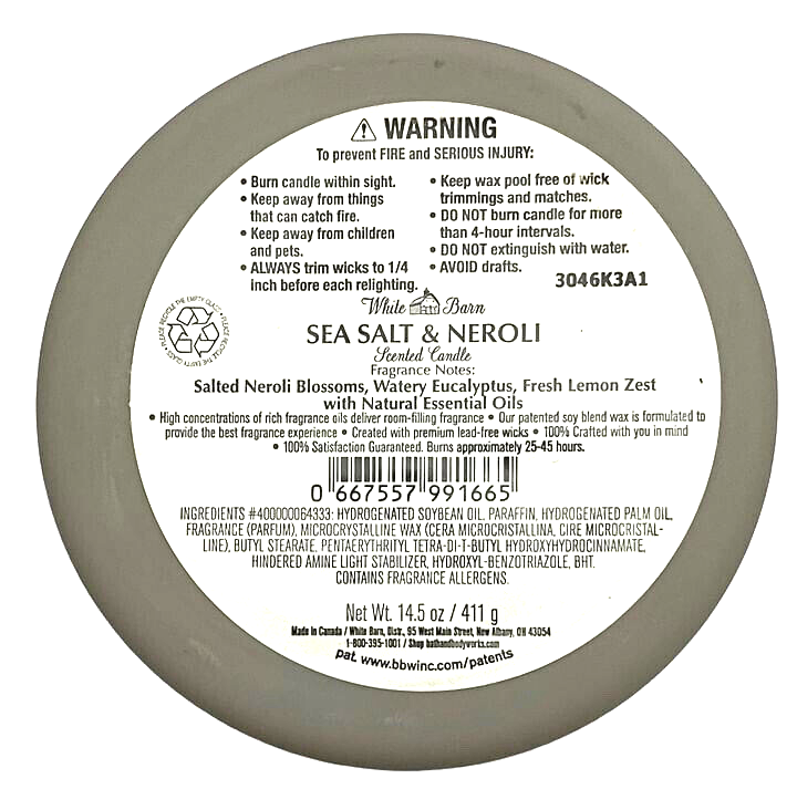 4 BATH & BODY WORKS WHITE BARN 3WICK SCENTED CANDLE SEA SALT & NEROLI