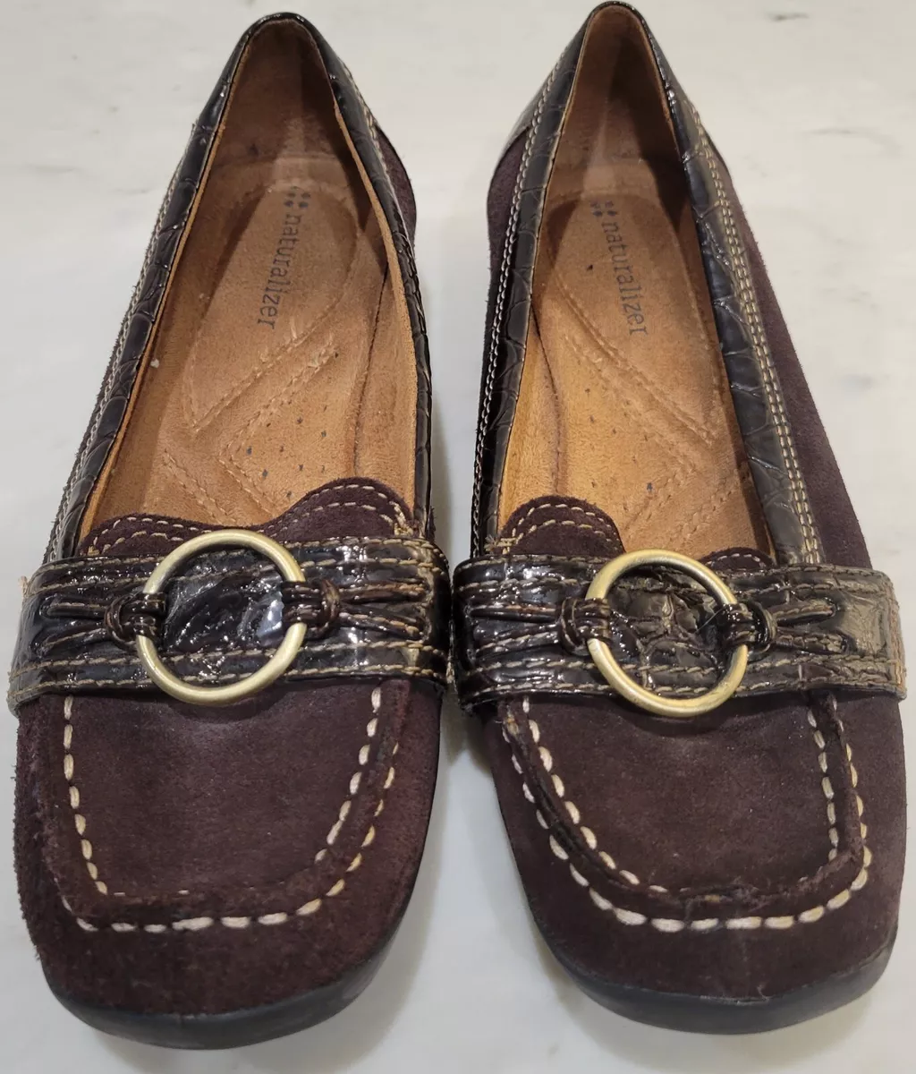 Naturalizer Women s Chancellor Brown Leather Suede Loafers Sz 7 eBay