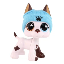 Pet Shop LPS Great Dane 577 White Body Brown Spots with Two Different Eyes Rare