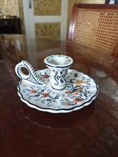 Ancien Bougeoir À Main Faience de Delft