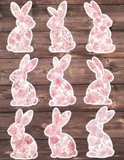 Pink and White Bunny Vinyl Die Cut Stickers Set Scrapbooking Laptop Waterbottle