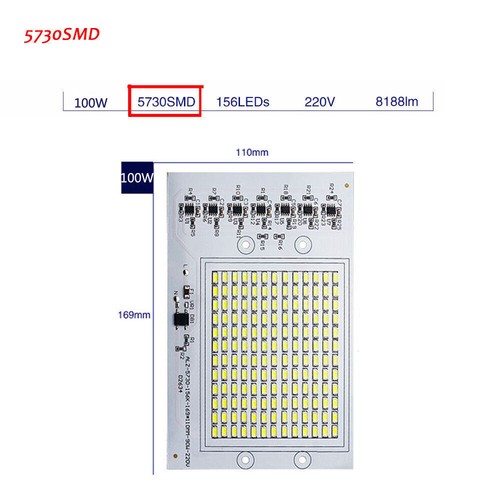 LED Chip 2835/5730 COB Integrated Smart IC Flood Light 220V 10W 20W 30W 50W 100W - Imagen 4 de 12
