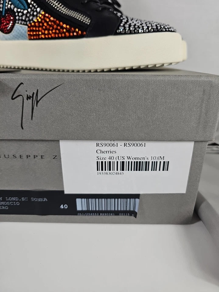 GIUSEPPE ZANOTTI Jeweled Cherries Mid Top Zip May Lond Sc Donna Women’s US 10 - Image 2 of 4