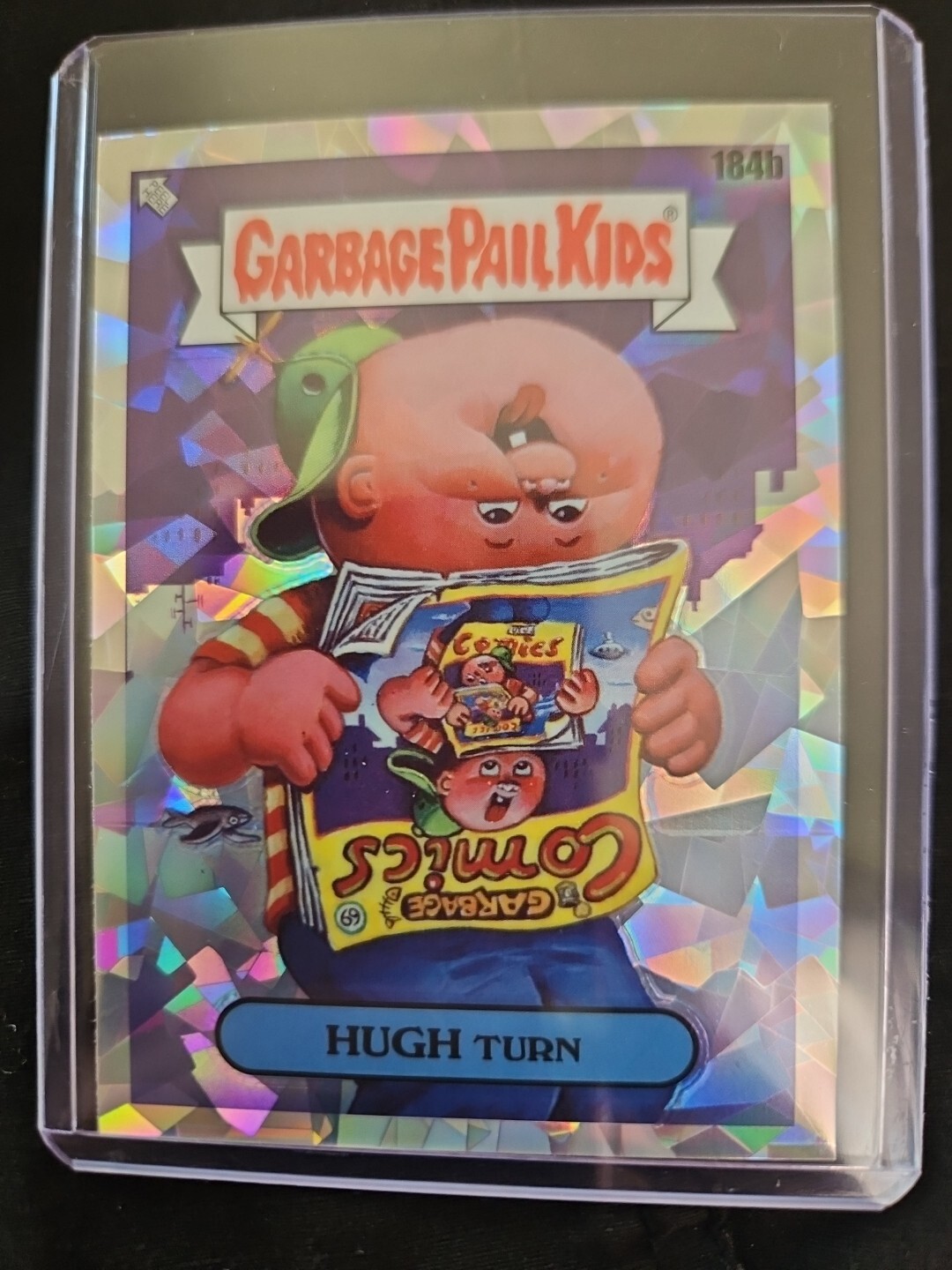 2022 Topps Garbage Pail Kids Chrome Atomic Refractor #184b Hugh Turn front