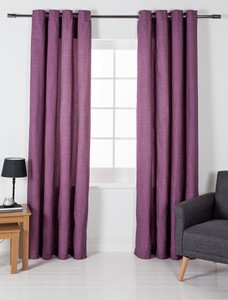 Argos 66x72 Plum Purple Grid Curtains Unlined Ring Top Eyelet